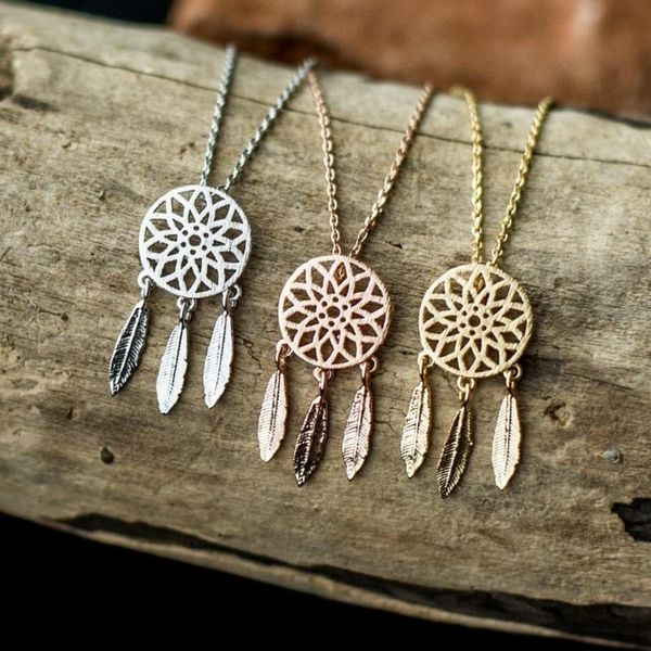 bohemian ethnic feather necklace stainless steel dreamcatcher women mandala lotus dream catcher pendant necklaces, Silver
bohemian ethnic feather necklace stainless steel dreamcatcher women mandala lotus dream catcher pendant necklaces, Silver