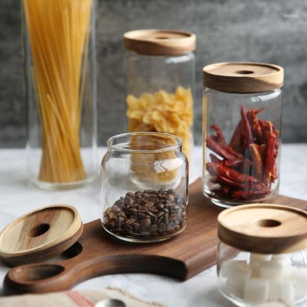 storage bottles & jars 725ml glass food canister with wood lid kitchen sealed miscellaneous grain organizer
storage bottles & jars 725ml glass food canister with wood lid kitchen sealed miscellaneous grain organizer