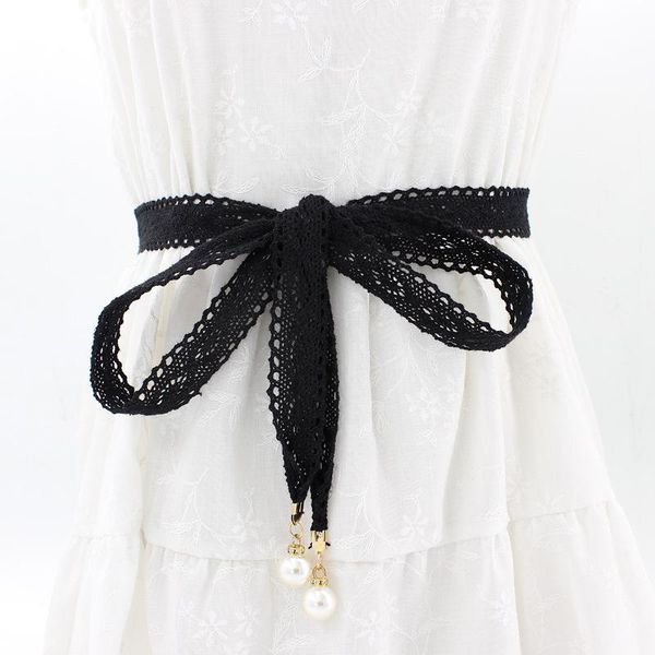 belts versatile lace fabric ornament pearl waist chain dress for women with thin knot rope, Black;brown
belts versatile lace fabric ornament pearl waist chain dress for women with thin knot rope, Black;brown