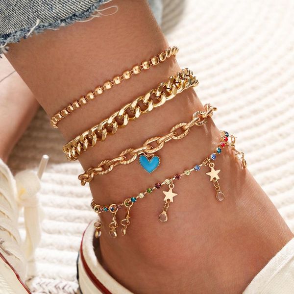 anklets rhinestone stars tassel for women gold color beads chain blue heart charm ankle 2021 fashion foot jewelry, Red;blue
anklets rhinestone stars tassel for women gold color beads chain blue heart charm ankle 2021 fashion foot jewelry, Red;blue
