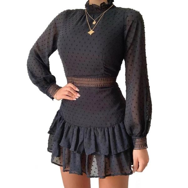 casual dresses 2021 jacquard fashion dress retro long-sleeved ruffle polka dot lace party, Black;gray
casual dresses 2021 jacquard fashion dress retro long-sleeved ruffle polka dot lace party, Black;gray