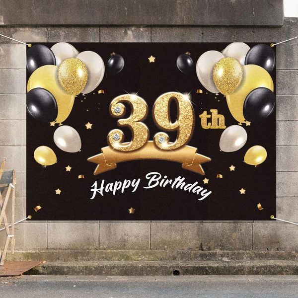 party decoration happy 39th birthday banner backdrop - 39 decorations supplies for men black gold
party decoration happy 39th birthday banner backdrop - 39 decorations supplies for men black gold