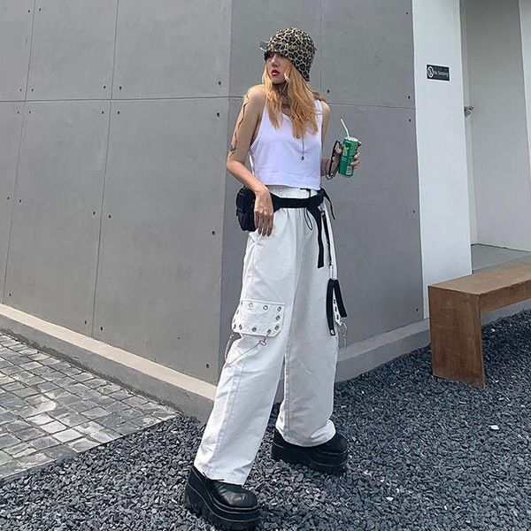 women's pants & capris hippie punk rock streetwear women hip hop cargo high waist trousers wide leg chain, Black;white
women's pants & capris hippie punk rock streetwear women hip hop cargo high waist trousers wide leg chain, Black;white