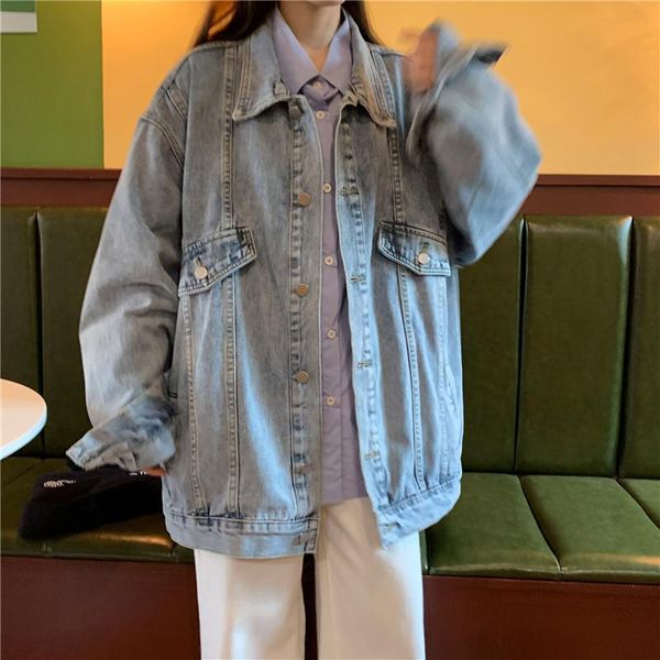 women's jackets 2021 spring and autumn all-match loose collar single-breasted tooling denim jacket women, Black;brown
women's jackets 2021 spring and autumn all-match loose collar single-breasted tooling denim jacket women, Black;brown
