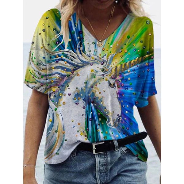 women's 3d unicorn print polyester t-shirt oversized loose short sleeve v-neck t-shirt casual streetwear summer basic t-shirt 5xl, White
women's 3d unicorn print polyester t-shirt oversized loose short sleeve v-neck t-shirt casual streetwear summer basic t-shirt 5xl, White