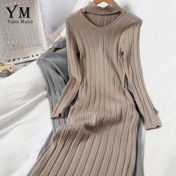 yuoomuoo halter v-neck women knitted dress autumn winter long sleeve slim stretchy sweater female solid bodycon casual dresses, Black;gray
yuoomuoo halter v-neck women knitted dress autumn winter long sleeve slim stretchy sweater female solid bodycon casual dresses, Black;gray