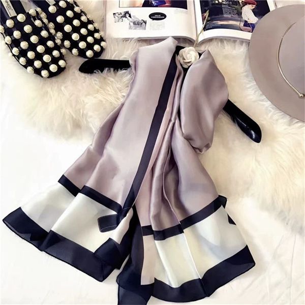 fashion autumn and winter brand silk scarves timeless classic, super long shawl women's soft beautiful bow scarf 180*90cm, Blue;gray
fashion autumn and winter brand silk scarves timeless classic, super long shawl women's soft beautiful bow scarf 180*90cm, Blue;gray