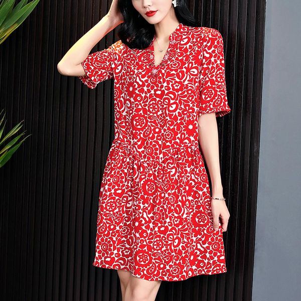 party dresses 100% natural silk casual summer elegant diamonds v-neck half sleeve ruffles loose pure real lady printed dress, White;black
party dresses 100% natural silk casual summer elegant diamonds v-neck half sleeve ruffles loose pure real lady printed dress, White;black