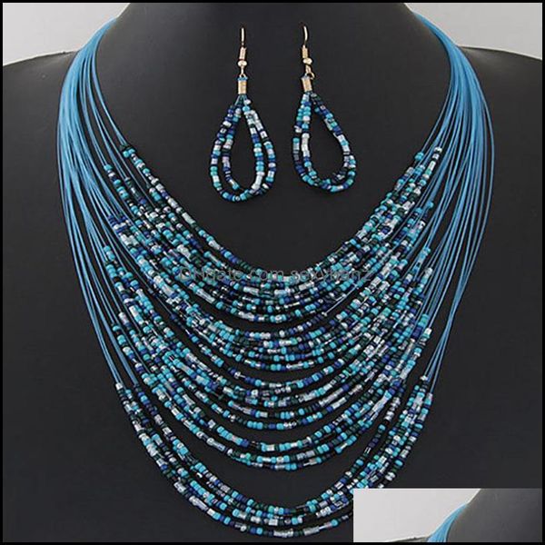 & est boho set handmade mti-layer rice beads statement necklace dangle earrings sets for women ladies fashion jewelry gift drop delivery 202, Silver
& est boho set handmade mti-layer rice beads statement necklace dangle earrings sets for women ladies fashion jewelry gift drop delivery 202, Silver
