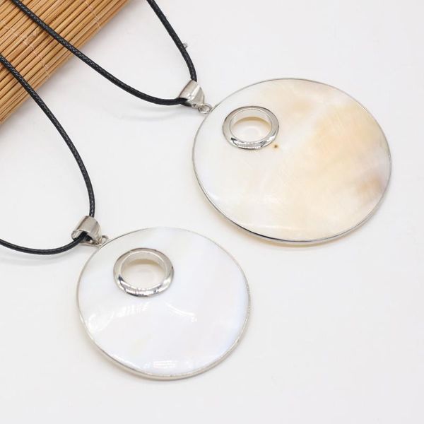 chains natural shell alloy necklace round white pendant leather cord 2mm charms for elegant women love romantic gift, Silver 
chains natural shell alloy necklace round white pendant leather cord 2mm charms for elegant women love romantic gift, Silver