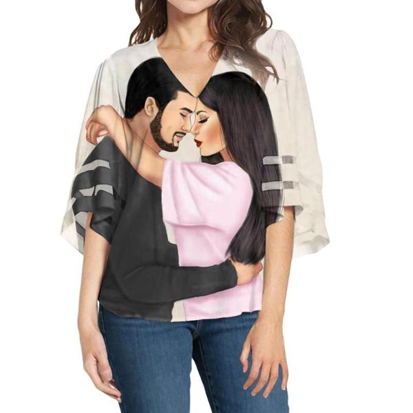 women's blouses & shirts forudesigns affectionate couple printed chiffon female blouse youth vitality flare sleeve women cool for girl, White
women's blouses & shirts forudesigns affectionate couple printed chiffon female blouse youth vitality flare sleeve women cool for girl, White