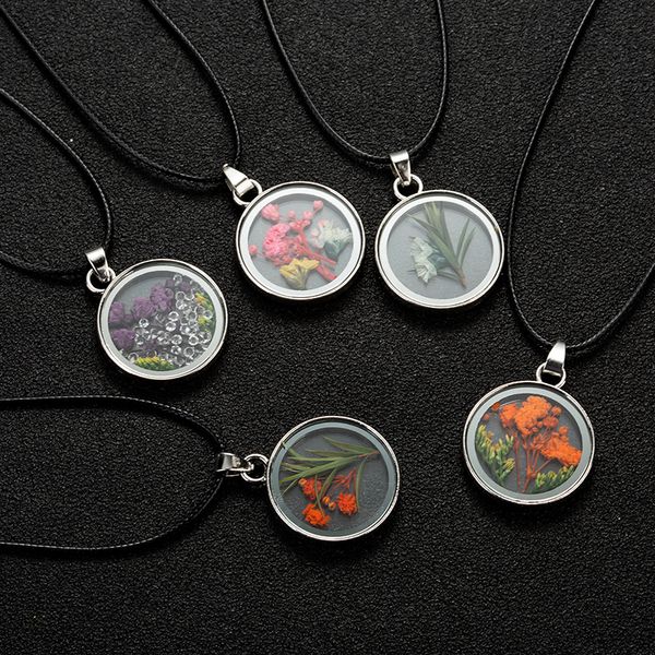 fashion women pendant necklace leather chain round glass natural dried flower necklaces plate gold jewelry, Silver
fashion women pendant necklace leather chain round glass natural dried flower necklaces plate gold jewelry, Silver