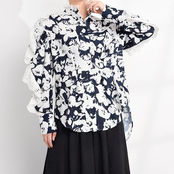 women's blouses & shirts lanmrem vintage tide autumn flower printed female shirt blouse single breasted lace ruffles long sleeve women, White
women's blouses & shirts lanmrem vintage tide autumn flower printed female shirt blouse single breasted lace ruffles long sleeve women, White