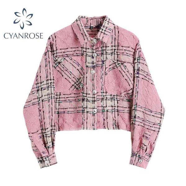 long sleeve blouse autumn sweet vintage casual korean fashion single breasted cardigan slim plaid short shirt women 210417, White
long sleeve blouse autumn sweet vintage casual korean fashion single breasted cardigan slim plaid short shirt women 210417, White