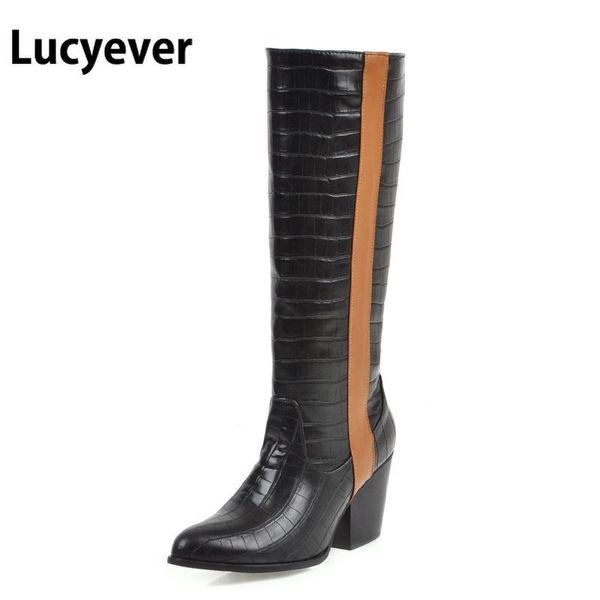 lucyever women boots pointed toe high heels shoes autumn winter ladies knee high western boots vintage leather botas mujer, Black
lucyever women boots pointed toe high heels shoes autumn winter ladies knee high western boots vintage leather botas mujer, Black