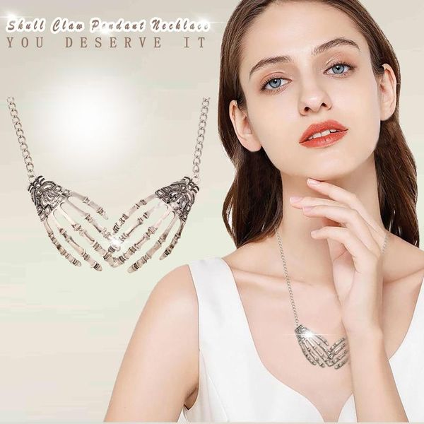 pendant necklaces fashion halloween jewelry collares vintage punk gothic skull bone hand claw long necklace women chains accessories 21803, Silver
pendant necklaces fashion halloween jewelry collares vintage punk gothic skull bone hand claw long necklace women chains accessories 21803, Silver