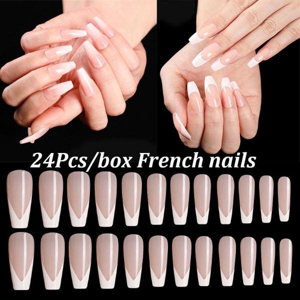 24pcs/box long french nail natural nude crescent moon pattern full cover artificial fingernails diy tips ballerina nails false, Red;gold
24pcs/box long french nail natural nude crescent moon pattern full cover artificial fingernails diy tips ballerina nails false, Red;gold
