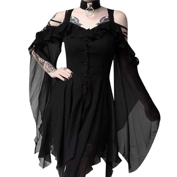 casual dresses women's gothic vintage black dress fashion aesthetic dark ruffle sleeves off shoulder party female midi #40, Black;gray
casual dresses women's gothic vintage black dress fashion aesthetic dark ruffle sleeves off shoulder party female midi #40, Black;gray