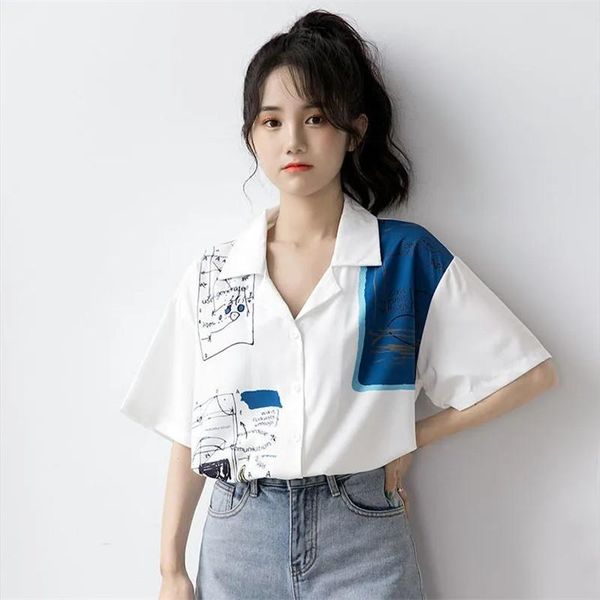 women's t-shirt korean fashion white cartoon women kpop t shirt y2k schoolgirl streetwear girls students clothes woman