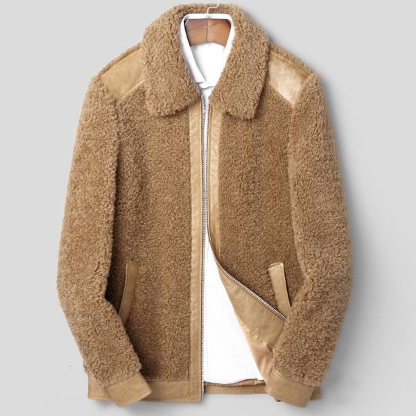 men's leather & faux wool coat autumn winter jacket real sheep shearling fur coats streetwear lamb veste homme lsy088290 my1256, Black
men's leather & faux wool coat autumn winter jacket real sheep shearling fur coats streetwear lamb veste homme lsy088290 my1256, Black