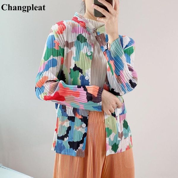 women's jackets changpleat 2021 miyak pleated for women fashion printed single-breasted stand-up collar long sleeves outwear coats, Black;brown
women's jackets changpleat 2021 miyak pleated for women fashion printed single-breasted stand-up collar long sleeves outwear coats, Black;brown