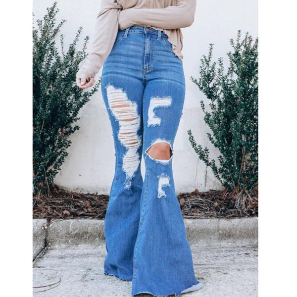 plus size pants jeans women temperament 2021 waist ripped flared hole solid casual denim trousers, Black
plus size pants jeans women temperament 2021 waist ripped flared hole solid casual denim trousers, Black