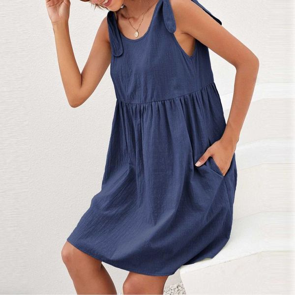 casual dresses summer pure color ladies dress fashion sleeveless o-neck sling bandage loose robe femme été, Black;gray
casual dresses summer pure color ladies dress fashion sleeveless o-neck sling bandage loose robe femme été, Black;gray