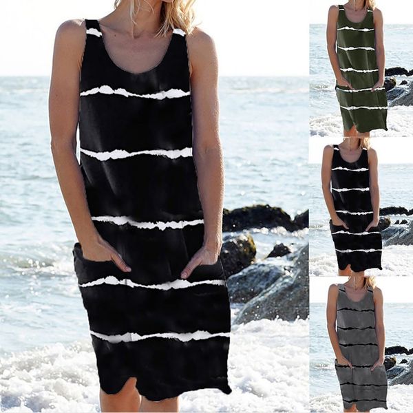 fashion dress 2021 striped round neck vest, beach wear, printed casual, Black;pink
fashion dress 2021 striped round neck vest, beach wear, printed casual, Black;pink