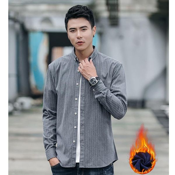 men's casual shirts long sleeve striped dress shirt velvet thick winter plus size brand male samrt soft regular-fit, White;black
men's casual shirts long sleeve striped dress shirt velvet thick winter plus size brand male samrt soft regular-fit, White;black