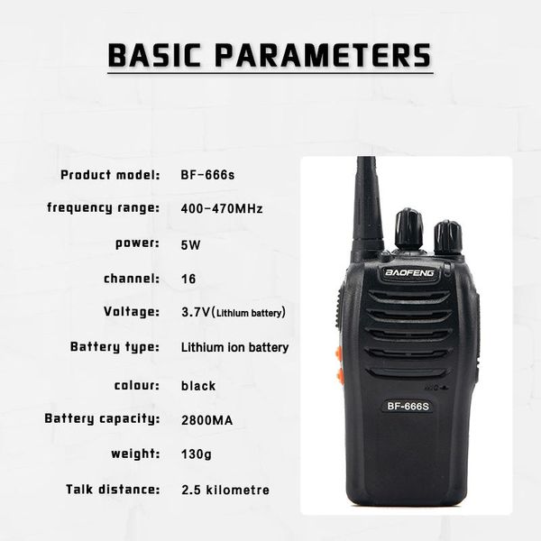 walkie talkie 2pcs baofeng bf-666s 666 s two way radio ham cb 400-470mhz 5w 2800mah comunicador transmitter transceiver portable
walkie talkie 2pcs baofeng bf-666s 666 s two way radio ham cb 400-470mhz 5w 2800mah comunicador transmitter transceiver portable