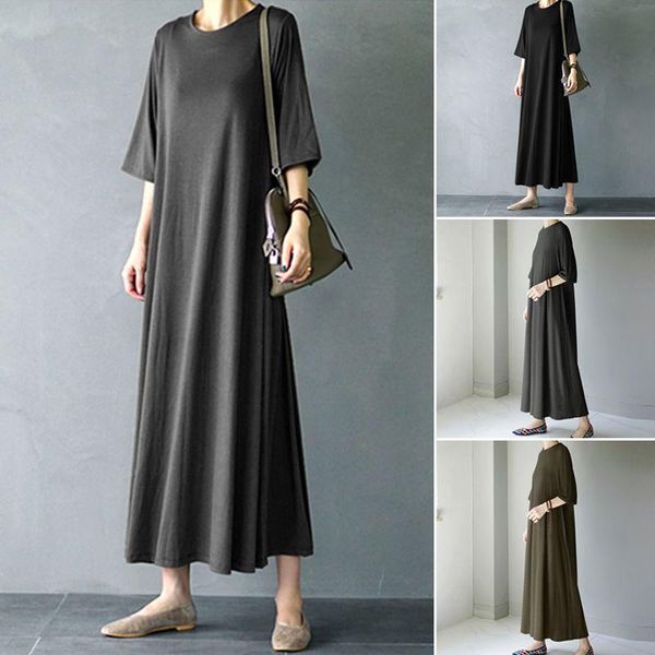 party dresses zanzea 2021 summer maxi dress elegant women's solid sundress casual o neck half sleeve vestidos female robe femme plus si, White;black
party dresses zanzea 2021 summer maxi dress elegant women's solid sundress casual o neck half sleeve vestidos female robe femme plus si, White;black