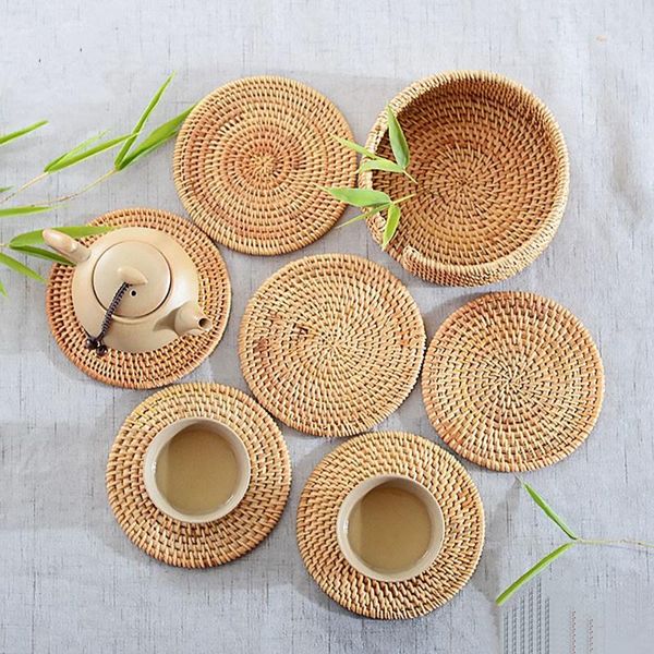 mats & pads 6pcround woven natural rattan coasters bowl pad handmade insulation placemats table coffee drink cup kitchen accessories
mats & pads 6pcround woven natural rattan coasters bowl pad handmade insulation placemats table coffee drink cup kitchen accessories