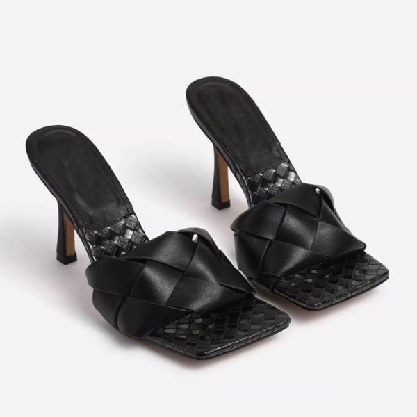 handmade knitting thin heels pumps shoes women high slippers square open toe sandals, Black
handmade knitting thin heels pumps shoes women high slippers square open toe sandals, Black