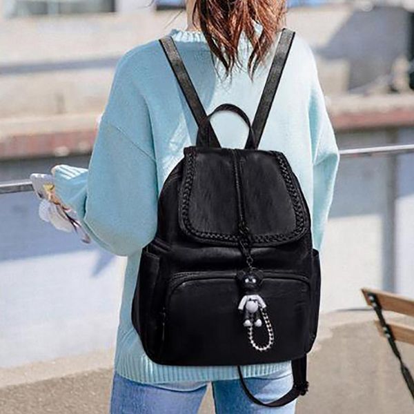 backpack pu soft leather headphone plug adjustable shoulder strap water dirt resistant fashion wild personality travel 
backpack pu soft leather headphone plug adjustable shoulder strap water dirt resistant fashion wild personality travel