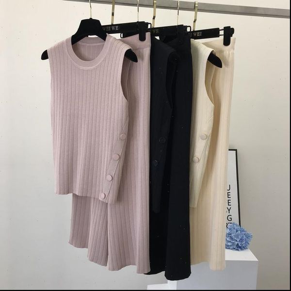 women womens tracksuits knitted side button sleeveless vest wid legged trousers sets knit mid calf pants two pieces, Gray
women womens tracksuits knitted side button sleeveless vest wid legged trousers sets knit mid calf pants two pieces, Gray