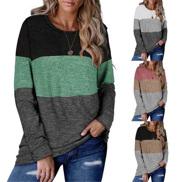 women's autumn and winter new long sleeve t-shirt women's round neck pullover color matching sweater1, Black
women's autumn and winter new long sleeve t-shirt women's round neck pullover color matching sweater1, Black