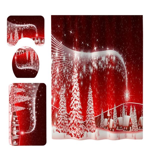bath mats 4 in 1 christmas scene pattern bathroom pads curtain set anti-slip washroom carpets mat waterproof shower toilet seat li
bath mats 4 in 1 christmas scene pattern bathroom pads curtain set anti-slip washroom carpets mat waterproof shower toilet seat li