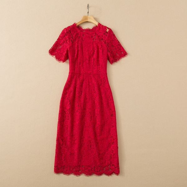 european and american women's wear spring 2022 new lace with short sleeves and round collar fashionable red slim dress xxl, Black;gray
european and american women's wear spring 2022 new lace with short sleeves and round collar fashionable red slim dress xxl, Black;gray