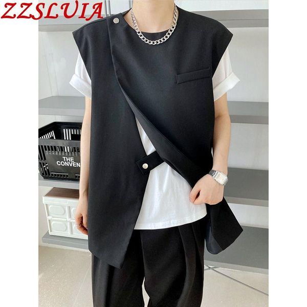 women's vests solid color casual ladies vest o neck designer irregular sleeveless jacket women clothing female, Black;white
women's vests solid color casual ladies vest o neck designer irregular sleeveless jacket women clothing female, Black;white
