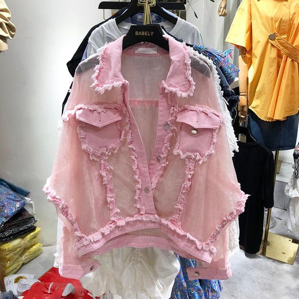 women's jackets 2021 spring fringed turn down collar chiffon stitching loose sunscreen denim jacket harajuku coat, Black;brown
women's jackets 2021 spring fringed turn down collar chiffon stitching loose sunscreen denim jacket harajuku coat, Black;brown