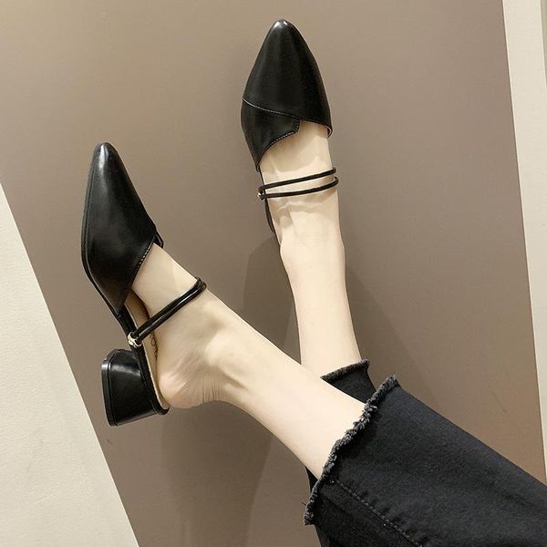 thick heel sandals and slippers women summer all-match baotou half korean style high-heeled shoes, Black
thick heel sandals and slippers women summer all-match baotou half korean style high-heeled shoes, Black