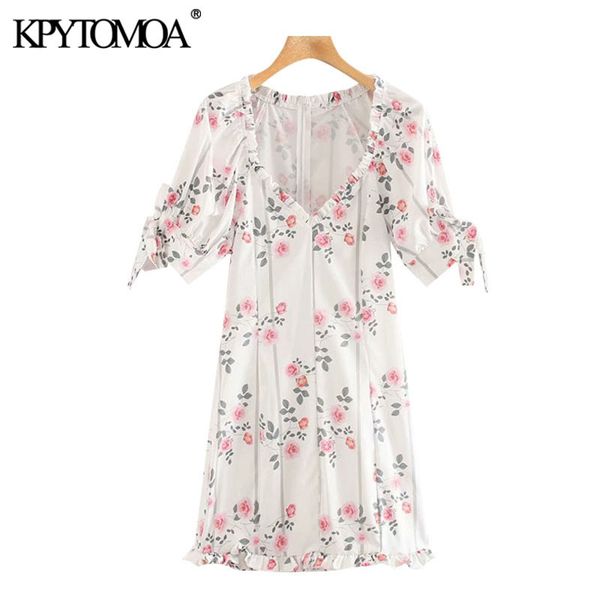 women chic fashion floral print ruffled mini dress vintage v neck tied sleeves back zipper female dresses mujer 210416, Black;gray
women chic fashion floral print ruffled mini dress vintage v neck tied sleeves back zipper female dresses mujer 210416, Black;gray
