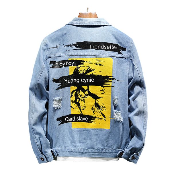 men's jackets denim clothes men trend jacket ripped jeans coats spring autumn streetwear print letter outerwear casual slim k6by, Black;brown
men's jackets denim clothes men trend jacket ripped jeans coats spring autumn streetwear print letter outerwear casual slim k6by, Black;brown