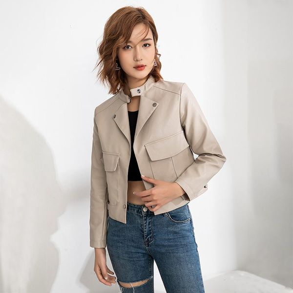women's leather & faux women jacket 2021 autumn motorcycle streetwear clothing casual biker washed pu jackets female outwear, Black
women's leather & faux women jacket 2021 autumn motorcycle streetwear clothing casual biker washed pu jackets female outwear, Black