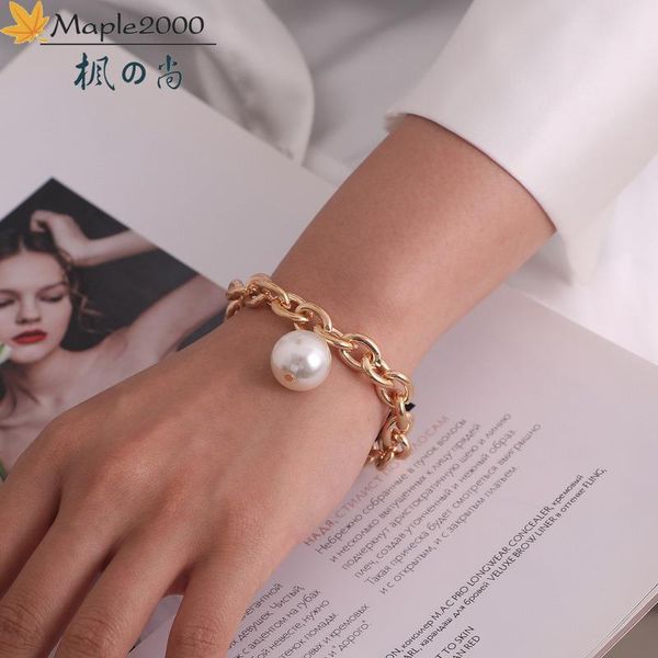 charm bracelets fashion women jewelry man-made pearl big bracelet personality punk for 2021, Golden;silver
charm bracelets fashion women jewelry man-made pearl big bracelet personality punk for 2021, Golden;silver