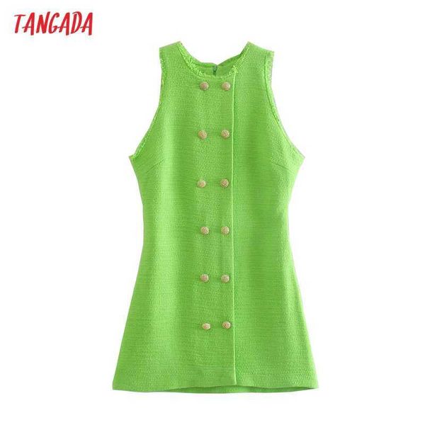tangada fashion women green tweed tank dress sleeveless buttons female casual short dress 5z230 210609, Black;gray
tangada fashion women green tweed tank dress sleeveless buttons female casual short dress 5z230 210609, Black;gray