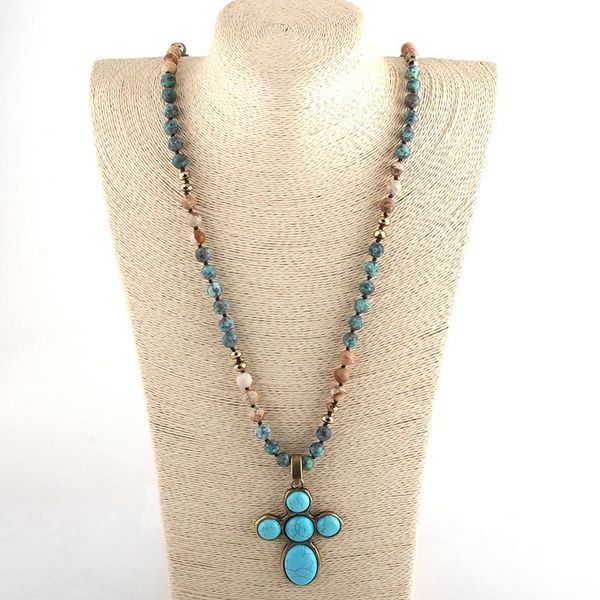 pendant necklaces moodpc fashion bohemian tribal jewelry stone long knotted aqua cross for women, Silver
pendant necklaces moodpc fashion bohemian tribal jewelry stone long knotted aqua cross for women, Silver
