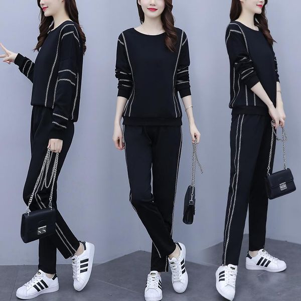 women's two piece pants autumn tracksuits leisure suit fashion loose embroidered sweater set trousers ensemble femme survetement, White
women's two piece pants autumn tracksuits leisure suit fashion loose embroidered sweater set trousers ensemble femme survetement, White