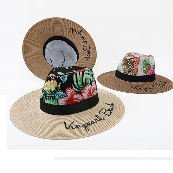 women's casual straw hats girls outdoor cotton floral print patchwork sun letter embroidery beach cap jazz wide brim, Blue;gray
women's casual straw hats girls outdoor cotton floral print patchwork sun letter embroidery beach cap jazz wide brim, Blue;gray