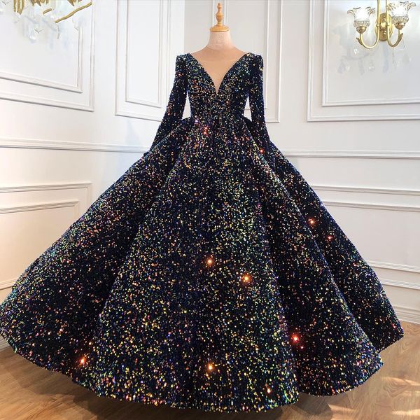 colorful sequined prom dresses 2021 dubai long sleeves sheer v neck bridal gowns custom made ruffle evening dress, Black
colorful sequined prom dresses 2021 dubai long sleeves sheer v neck bridal gowns custom made ruffle evening dress, Black